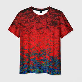 Мужская футболка 3D с принтом Абстрактный узор мраморный красно синий в Курске, 100% полиэфир | прямой крой, круглый вырез горловины, длина до линии бедер | marble | red and blue | абстрактный узор | красный мрамор | мраморный узор | текстура камня