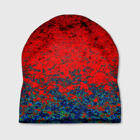Шапка 3D с принтом Абстрактный узор мраморный красно синий в Кировске, 100% полиэстер | универсальный размер, печать по всей поверхности изделия | marble | red and blue | абстрактный узор | красный мрамор | мраморный узор | текстура камня
