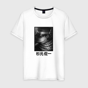 Мужская футболка хлопок с принтом Саити Сугимото | Золотое божество в Санкт-Петербурге, 100% хлопок | прямой крой, круглый вырез горловины, длина до линии бедер, слегка спущенное плечо. | 
