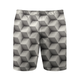 Мужские шорты спортивные с принтом 3D Куб | Оптическая иллюзия | 3D Cube в Курске,  |  | 3d | 3d cube | 3d куб | 3д куб | optical illusion | оптическая иллюзия