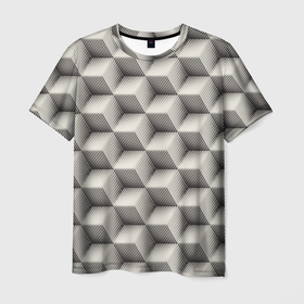 Мужская футболка 3D с принтом 3D Куб | Оптическая иллюзия | 3D Cube в Тюмени, 100% полиэфир | прямой крой, круглый вырез горловины, длина до линии бедер | 3d | 3d cube | 3d куб | 3д куб | optical illusion | оптическая иллюзия