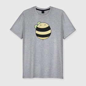 Мужская футболка хлопок Slim с принтом Круглая  маленькая  пчелка в Тюмени, 92% хлопок, 8% лайкра | приталенный силуэт, круглый вырез ворота, длина до линии бедра, короткий рукав | Тематика изображения на принте: в полоску | круглая пчела | плечка | полосатая | пчела