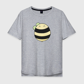 Мужская футболка хлопок Oversize с принтом Круглая  маленькая  пчелка в Екатеринбурге, 100% хлопок | свободный крой, круглый ворот, “спинка” длиннее передней части | в полоску | круглая пчела | плечка | полосатая | пчела