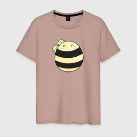 Мужская футболка хлопок с принтом Круглая  маленькая  пчелка в Белгороде, 100% хлопок | прямой крой, круглый вырез горловины, длина до линии бедер, слегка спущенное плечо. | Тематика изображения на принте: в полоску | круглая пчела | плечка | полосатая | пчела