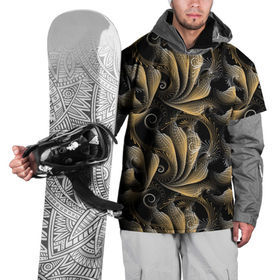 Накидка на куртку 3D с принтом Золотистые абстрактные  узоры в Тюмени, 100% полиэстер |  | абстрактные | абстракция | геометрия | классика | классические | нейтральные | спокойные | узор | узоры