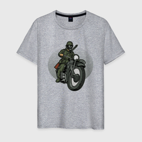 Мужская футболка хлопок с принтом Сталкер на мотоцикле в Кировске, 100% хлопок | прямой крой, круглый вырез горловины, длина до линии бедер, слегка спущенное плечо. | moto | stalker | мото | мотоцикл | сталкер