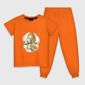 Детская пижама хлопок с принтом Тигренок спит с мишкой в Белгороде, 100% хлопок |  брюки и футболка прямого кроя, без карманов, на брюках мягкая резинка на поясе и по низу штанин
 | Тематика изображения на принте: unique | для мальчиков | звезды | медведь | мишка | облако | тигр | тигренок