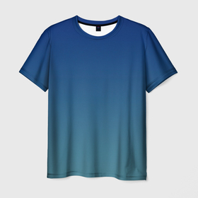 Мужская футболка 3D с принтом Текстурированный сине бирюзовый градиент в Петрозаводске, 100% полиэфир | прямой крой, круглый вырез горловины, длина до линии бедер | 