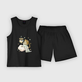 Детская пижама с шортами хлопок с принтом Тигренок с игрушками в Тюмени,  |  | unique | для мальчиков | звезды | игрушки | облако | тигр | тигренок