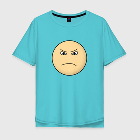 Мужская футболка хлопок Oversize с принтом Злой Дурак , 100% хлопок | свободный крой, круглый ворот, “спинка” длиннее передней части | Тематика изображения на принте: злой | смайлик | эмодзи