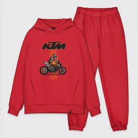 Мужской костюм хлопок OVERSIZE с принтом KTM Moto theme в Екатеринбурге,  |  | ktm moto | байк | мотогонщик | мотоспорт | мотоциклы