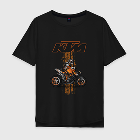 Мужская футболка хлопок Oversize с принтом KTM Moto theme в Петрозаводске, 100% хлопок | свободный крой, круглый ворот, “спинка” длиннее передней части | ktm moto | байк | мотогонщик | мотоспорт | мотоциклы