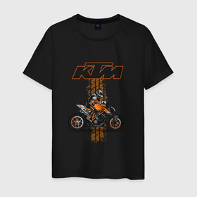 Мужская футболка хлопок с принтом KTM Moto theme в Тюмени, 100% хлопок | прямой крой, круглый вырез горловины, длина до линии бедер, слегка спущенное плечо. | Тематика изображения на принте: ktm moto | байк | мотогонщик | мотоспорт | мотоциклы