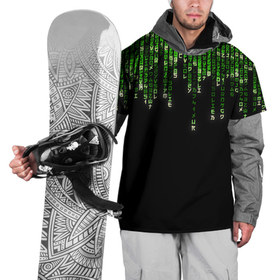 Накидка на куртку 3D с принтом Дождь Из Японских Иероглифов в Тюмени, 100% полиэстер |  | hieroglyphs | japan | matrix | rain | дождь | иероглифы | матрица | японский