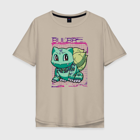 Мужская футболка хлопок Oversize с принтом Механический бульбазавр покемоны в Курске, 100% хлопок | свободный крой, круглый ворот, “спинка” длиннее передней части | аниме | бульбазавр | манга | механический | покемон