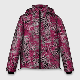 Мужская зимняя куртка 3D с принтом Тигровый леопардовый  гранж в Новосибирске, верх — 100% полиэстер; подкладка — 100% полиэстер; утеплитель — 100% полиэстер | длина ниже бедра, свободный силуэт Оверсайз. Есть воротник-стойка, отстегивающийся капюшон и ветрозащитная планка. 

Боковые карманы с листочкой на кнопках и внутренний карман на молнии. | abstract | grunge | leopard | leopard skin | spott | striped | teaser skin | tiger | абстрактный | бордовый | вишневый | гранжевый | леопардовый | полосатый | пятнистый | текстурированный | тигровый | черный
