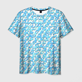 Мужская футболка 3D с принтом Бирюзовый узор из абстрактных геометрических фигур в Петрозаводске, 100% полиэфир | прямой крой, круглый вырез горловины, длина до линии бедер | абстракция | бирюзовый | градиент | орнамент | узор