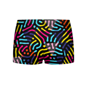 Мужские трусы 3D с принтом Красочный авангардный паттерн в Курске, 50% хлопок, 50% полиэстер | классическая посадка, на поясе мягкая тканевая резинка | abstraction | color | fashion | neon | pattern | vanguard | абстракция | авангард | мода | неон | паттерн | цвет