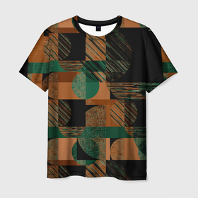 Мужская футболка 3D с принтом Текстурированный абстрактный  геометрический узор в Курске, 100% полиэфир | прямой крой, круглый вырез горловины, длина до линии бедер | 