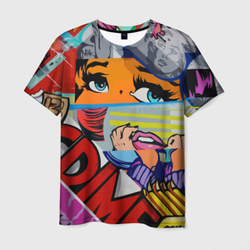 Мужская футболка 3D с принтом Авангардная композиция   Pop art   Eyes , 100% полиэфир | прямой крой, круглый вырез горловины, длина до линии бедер | eyes | fashion | pop art | retro | vanguard | авангард | глаза | мода | поп арт | ретро