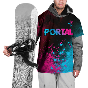 Накидка на куртку 3D с принтом Portal Neon Gradient в Курске, 100% полиэстер |  | logo | portal | градиент | игра | игры | краска | краски | лого | логотип | неон | портал | символ