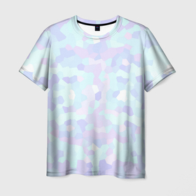 Мужская футболка 3D с принтом Абстрактный камуфляж в пастельных цветах в Курске, 100% полиэфир | прямой крой, круглый вырез горловины, длина до линии бедер | абстракция | геометрия | камуфляж | пастельные цвета | розовый | сиревый | узор