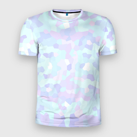 Мужская футболка 3D Slim с принтом Абстрактный камуфляж в пастельных цветах в Новосибирске, 100% полиэстер с улучшенными характеристиками | приталенный силуэт, круглая горловина, широкие плечи, сужается к линии бедра | абстракция | геометрия | камуфляж | пастельные цвета | розовый | сиревый | узор