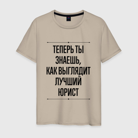 Мужская футболка хлопок с принтом Теперь ты знаешь как выглядит лучший Юрист в Новосибирске, 100% хлопок | прямой крой, круглый вырез горловины, длина до линии бедер, слегка спущенное плечо. | Тематика изображения на принте: 