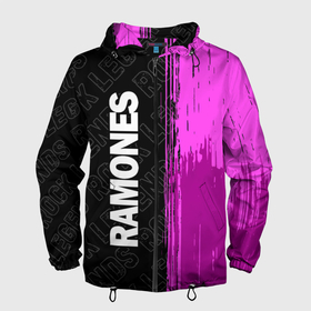 Мужская ветровка 3D с принтом Ramones Rock Legends в Курске, 100% полиэстер | подол и капюшон оформлены резинкой с фиксаторами, два кармана без застежек по бокам, один потайной карман на груди | 