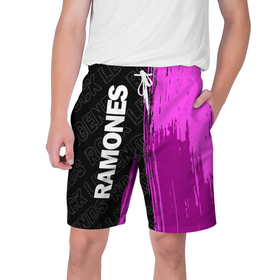 Мужские шорты 3D с принтом Ramones Rock Legends ,  полиэстер 100% | прямой крой, два кармана без застежек по бокам. Мягкая трикотажная резинка на поясе, внутри которой широкие завязки. Длина чуть выше колен | Тематика изображения на принте: 