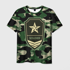 Мужская футболка 3D с принтом Солдат удачи в Кировске, 100% полиэфир | прямой крой, круглый вырез горловины, длина до линии бедер | army | us army | америка | армия | военный | воин | война | зеленый | камуфляж | маскировка | пятнистый | разведка | солдат | спецназ | сша | хаки