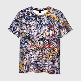 Мужская футболка 3D с принтом Холст забрызганный краской   Fashion trend , 100% полиэфир | прямой крой, круглый вырез горловины, длина до линии бедер | abstraction | art | fashion | paint | splashes | vanguard | абстракция | авангард | брызги | искусство | краска | мода
