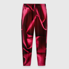 Мужские брюки 3D с принтом Шелк Бордо в Тюмени, 100% полиэстер | манжеты по низу, эластичный пояс регулируется шнурком, по бокам два кармана без застежек, внутренняя часть кармана из мелкой сетки | бордо | бордовый | текстура шелка | шелк | шелковая ткань