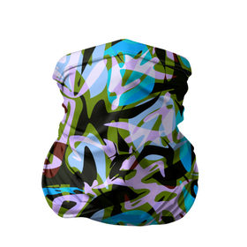 Бандана-труба 3D с принтом Абстрактный узор Пятна краски в Петрозаводске, 100% полиэстер, ткань с особыми свойствами — Activecool | плотность 150‒180 г/м2; хорошо тянется, но сохраняет форму | абстрактный узор | бирюзовый | зеленый | камуфляжный узор | потеки краски | пятна | розовый | черный