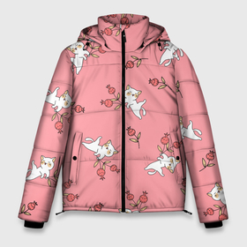 Мужская зимняя куртка 3D с принтом Каваи с цветком в Тюмени, верх — 100% полиэстер; подкладка — 100% полиэстер; утеплитель — 100% полиэстер | длина ниже бедра, свободный силуэт Оверсайз. Есть воротник-стойка, отстегивающийся капюшон и ветрозащитная планка. 

Боковые карманы с листочкой на кнопках и внутренний карман на молнии. | cat | котенок | котики | коты | кошки