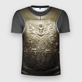 Мужская футболка 3D Slim с принтом Доспех святого рыцаря , 100% полиэстер с улучшенными характеристиками | приталенный силуэт, круглая горловина, широкие плечи, сужается к линии бедра | knight | броня | воин | доспех | рыцарь | солдат | средневековье