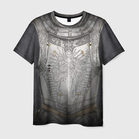 Мужская футболка 3D с принтом Броня серебряного рыцаря в Петрозаводске, 100% полиэфир | прямой крой, круглый вырез горловины, длина до линии бедер | knight | броня | воин | доспех | рыцарь | средневековья
