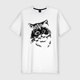 Мужская футболка хлопок Slim с принтом Черненький  котенок , 92% хлопок, 8% лайкра | приталенный силуэт, круглый вырез ворота, длина до линии бедра, короткий рукав | cat | котенок | котики | коты | кошки
