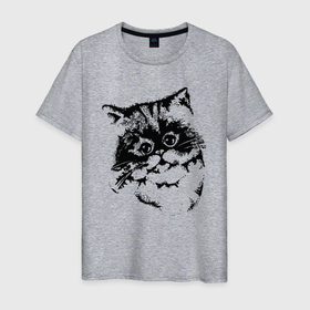 Мужская футболка хлопок с принтом Черненький  котенок , 100% хлопок | прямой крой, круглый вырез горловины, длина до линии бедер, слегка спущенное плечо. | cat | котенок | котики | коты | кошки