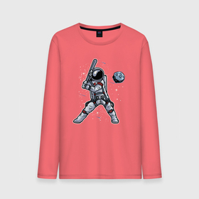 Мужской лонгслив хлопок с принтом Космонавт играет в бейсбол планетой в Новосибирске, 100% хлопок |  | бейсбол | игра с мячом | космонавт | космос | планеты