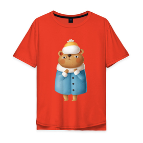 Мужская футболка хлопок Oversize с принтом Медведица в шубке , 100% хлопок | свободный крой, круглый ворот, “спинка” длиннее передней части | медведица | медведица в шубке | медведь | медвежонок | шуба