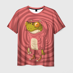 Мужская футболка 3D с принтом Лягушка зайчик в Курске, 100% полиэфир | прямой крой, круглый вырез горловины, длина до линии бедер | frog | жаба | зайчик | костюм зайца | лягуха | лягушка