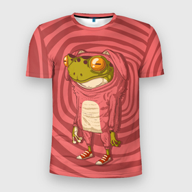 Мужская футболка 3D Slim с принтом Лягушка зайчик в Тюмени, 100% полиэстер с улучшенными характеристиками | приталенный силуэт, круглая горловина, широкие плечи, сужается к линии бедра | Тематика изображения на принте: frog | жаба | зайчик | костюм зайца | лягуха | лягушка