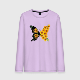 Мужской лонгслив хлопок с принтом Черно желтая бабочка из подсолнухов в Кировске, 100% хлопок |  | бабочка | подсолнух | подсолнухи | семечки | цветы | черно желтая бабочка