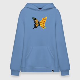 Худи SuperOversize хлопок с принтом Черно желтая бабочка из подсолнухов в Белгороде, 70% хлопок, 30% полиэстер, мягкий начес внутри | карман-кенгуру, эластичная резинка на манжетах и по нижней кромке, двухслойный капюшон
 | бабочка | подсолнух | подсолнухи | семечки | цветы | черно желтая бабочка