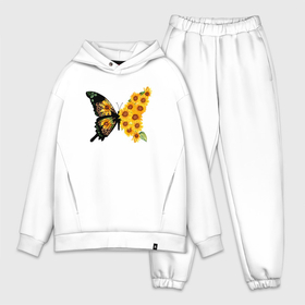Мужской костюм хлопок OVERSIZE с принтом Черно желтая бабочка из подсолнухов ,  |  | бабочка | подсолнух | подсолнухи | семечки | цветы | черно желтая бабочка