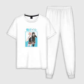Мужская пижама хлопок с принтом Юкино и Юи | OreGairu в Тюмени, 100% хлопок | брюки и футболка прямого кроя, без карманов, на брюках мягкая резинка на поясе и по низу штанин
 | 