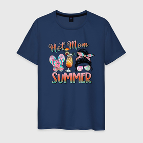 Мужская футболка хлопок с принтом Hot mom Summer в Екатеринбурге, 100% хлопок | прямой крой, круглый вырез горловины, длина до линии бедер, слегка спущенное плечо. | hot mom | summer | девушка | жара | женщина | летняя | лето