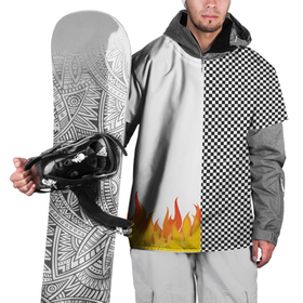 Накидка на куртку 3D с принтом Шахматаня клетка с огнём в Курске, 100% полиэстер |  | 
