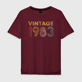 Мужская футболка хлопок Oversize с принтом Винтаж 1983 в Белгороде, 100% хлопок | свободный крой, круглый ворот, “спинка” длиннее передней части | 